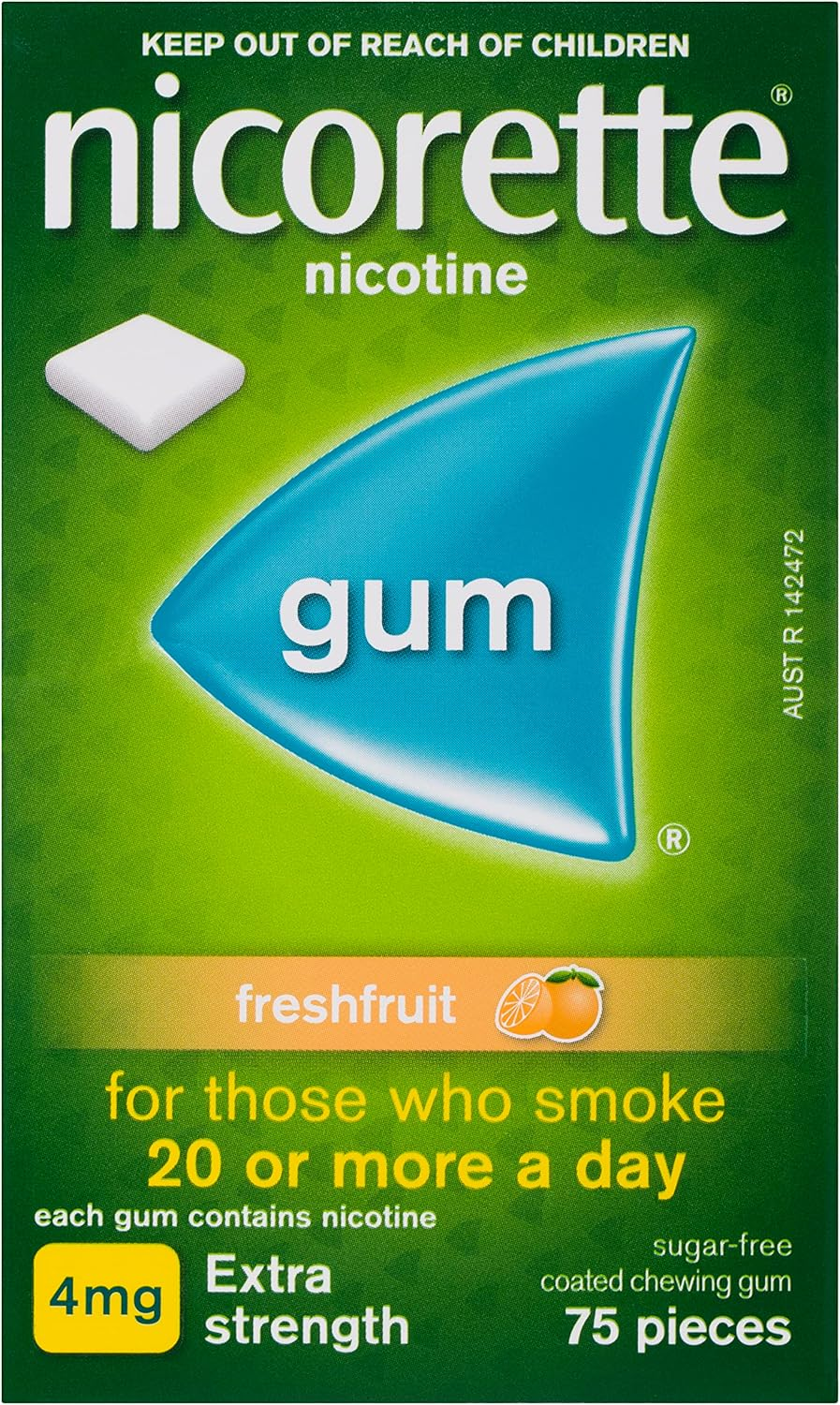 Nicorette Quit Smoking Extra Strength Nicotine Gum Freshfruit 75 Pack