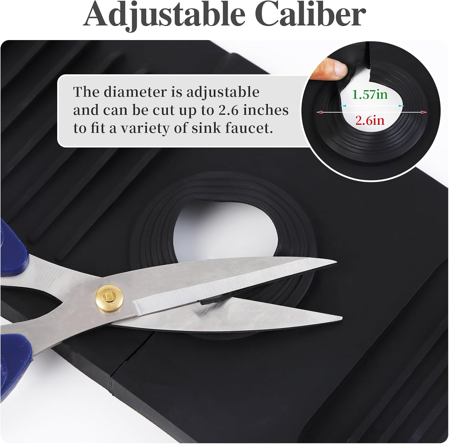 Dolic Faucet Mat for Kitchen Sink, Silicone Splash Guard with Rapid Drying & Dish Soap Sponge Holder, Perfect for Kitchen & Bathroom (Black, 61 X 15Cm) image number 5