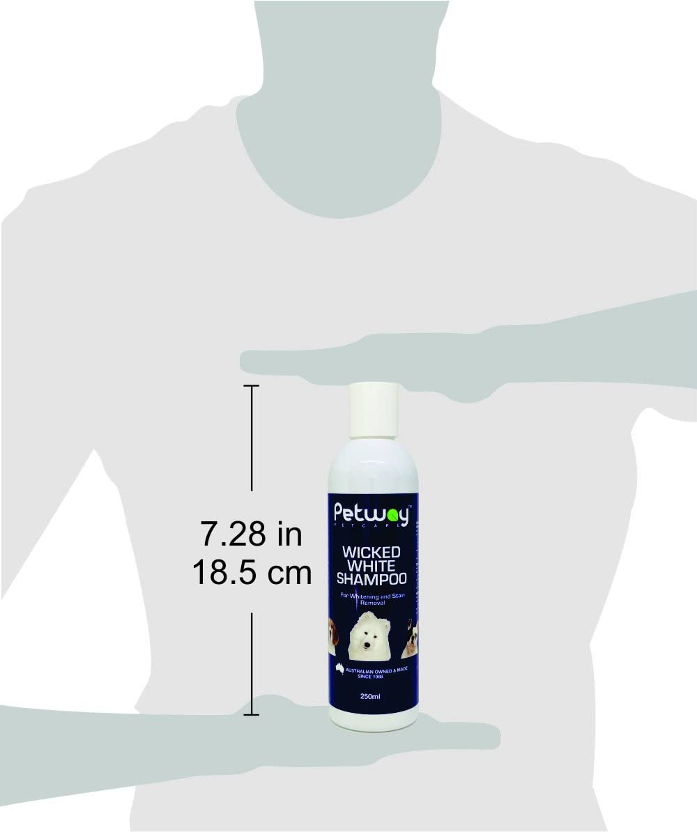 Petway Petcare Wicked White Whitening and Stain Removal Shampoo for Dogs with White Coat, Deep Cleanse to the Coat and Skin, Free of Phosphates and Parabens, Ph Balanced, Dog Shampoo Removes Stains, Dirt and Odor, 250Ml image number 1