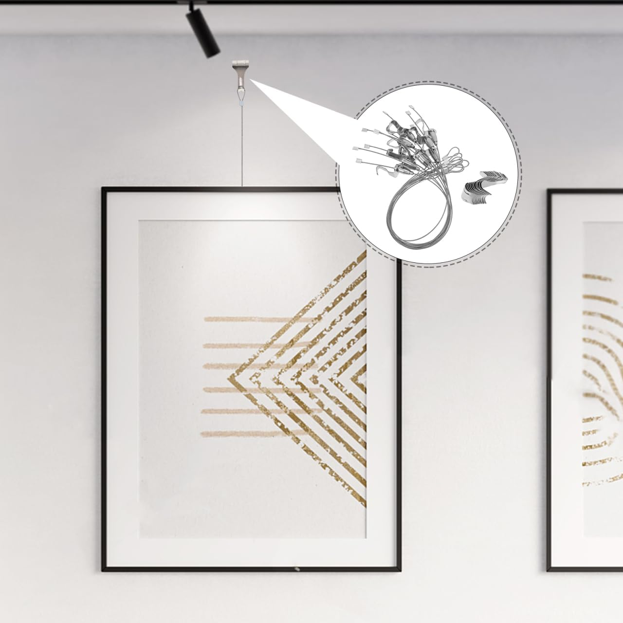 OSALADI 10 Sets Picture Rail Hook Picture Hooks Art Hanging Kit Wire Kit Wire Hanger Hooks for Hanging Pictures Picture Wire Hanging Kit Picture Rail Hanging System Steel Wire image number 6