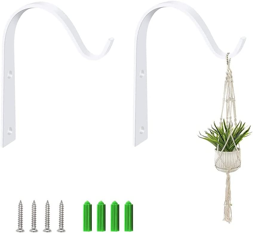 Iron Wall Hooks - 2 Pack White Metal Lantern Bracket Decorative Coat Hook for Hanging Lantern,Bird Feeders,Wind Chimes,Plant Planter,Coat, Indoor Outdoor Rustic Home Decor image number 1
