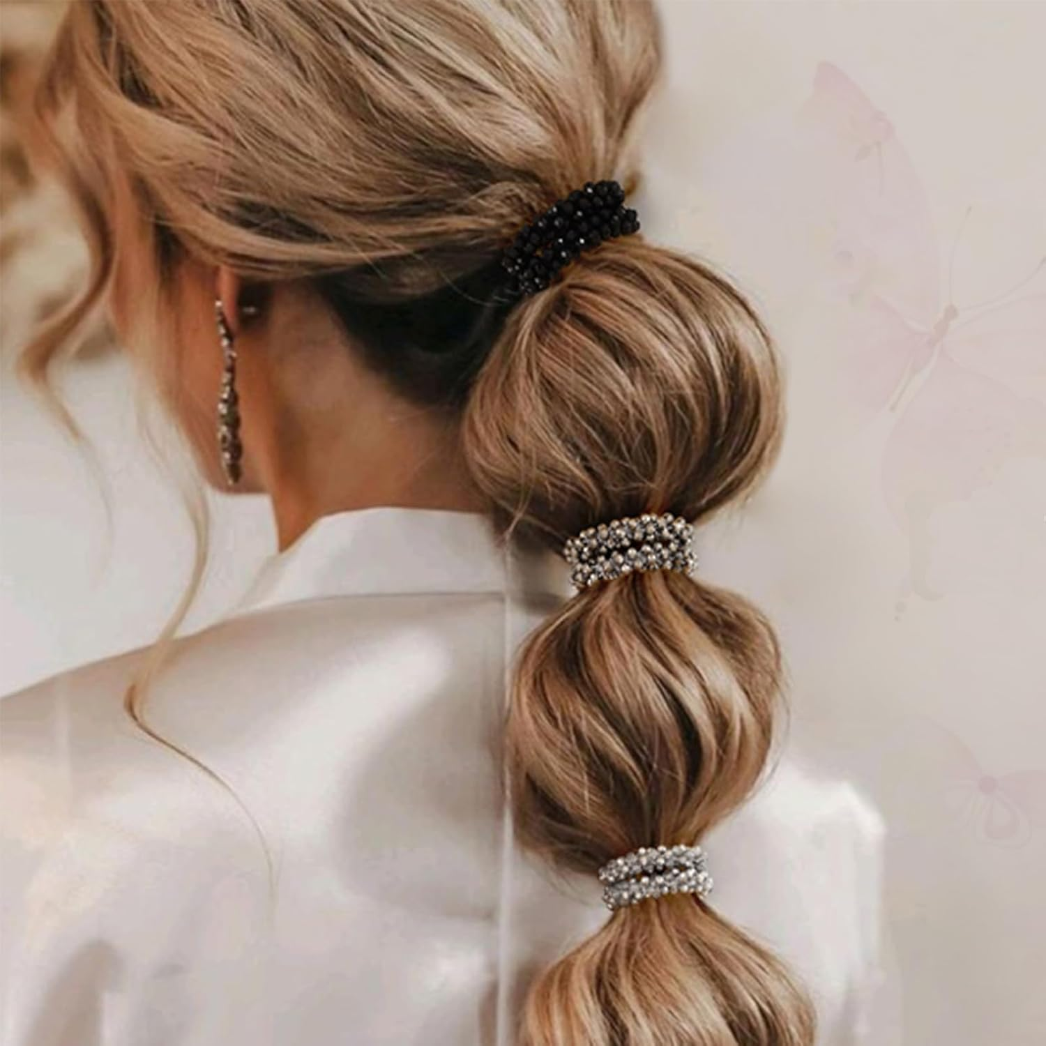 WERIGONI Pack of 3 Glitter Stones Hair Accessories for Women Elastic Headband Crystal Bracelet Gifts for Women image number 2