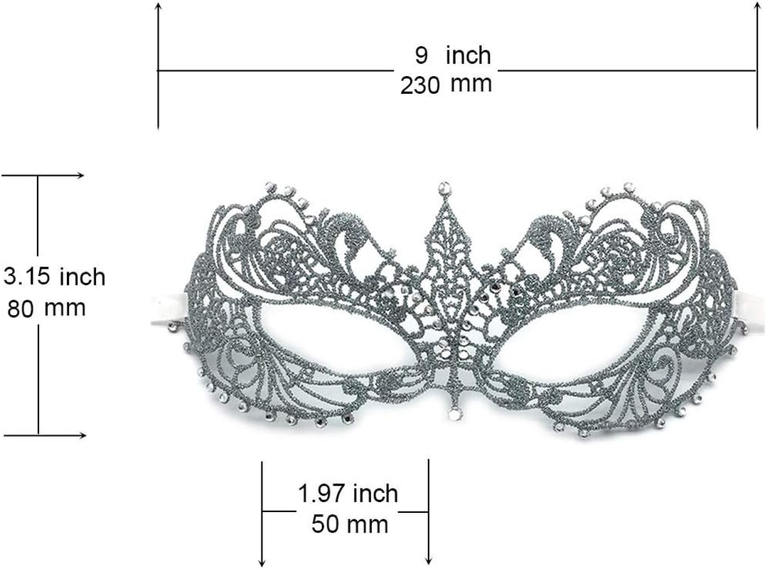 Imapo Masquerade Mask with Rhinestones, Sexy Mardi Gras Masks for Women Lady, Halloween Christmas Cosplay Venetian Party Prom Ball Lace Eye Masks - Silver image number 6