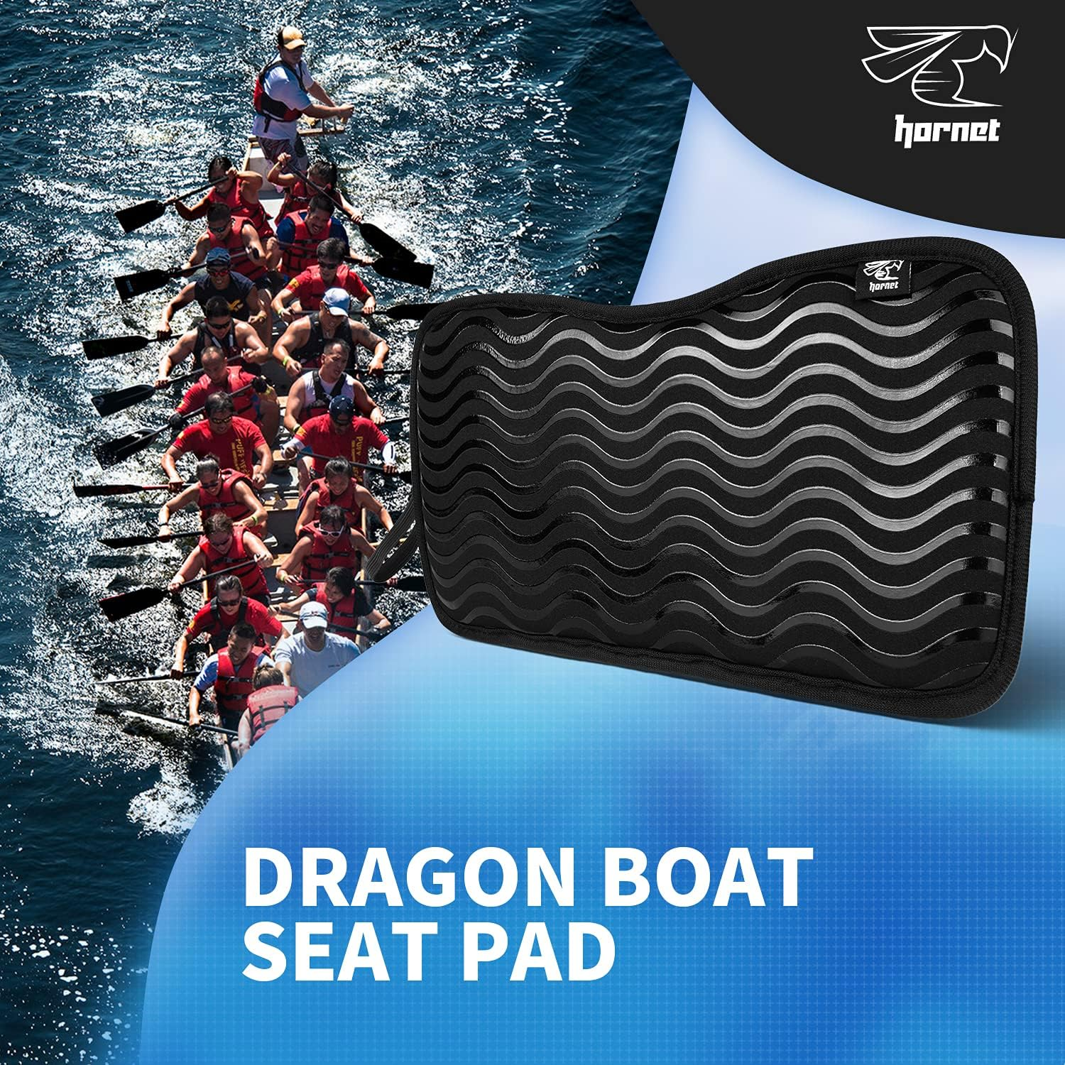 Dragon Boat Seat Pad Neoprene anti Slip Cushion- New Improved Version That Increases Comfort and Doesn&rsquo;T Slip (Double Sided Silicone Black) image number 3