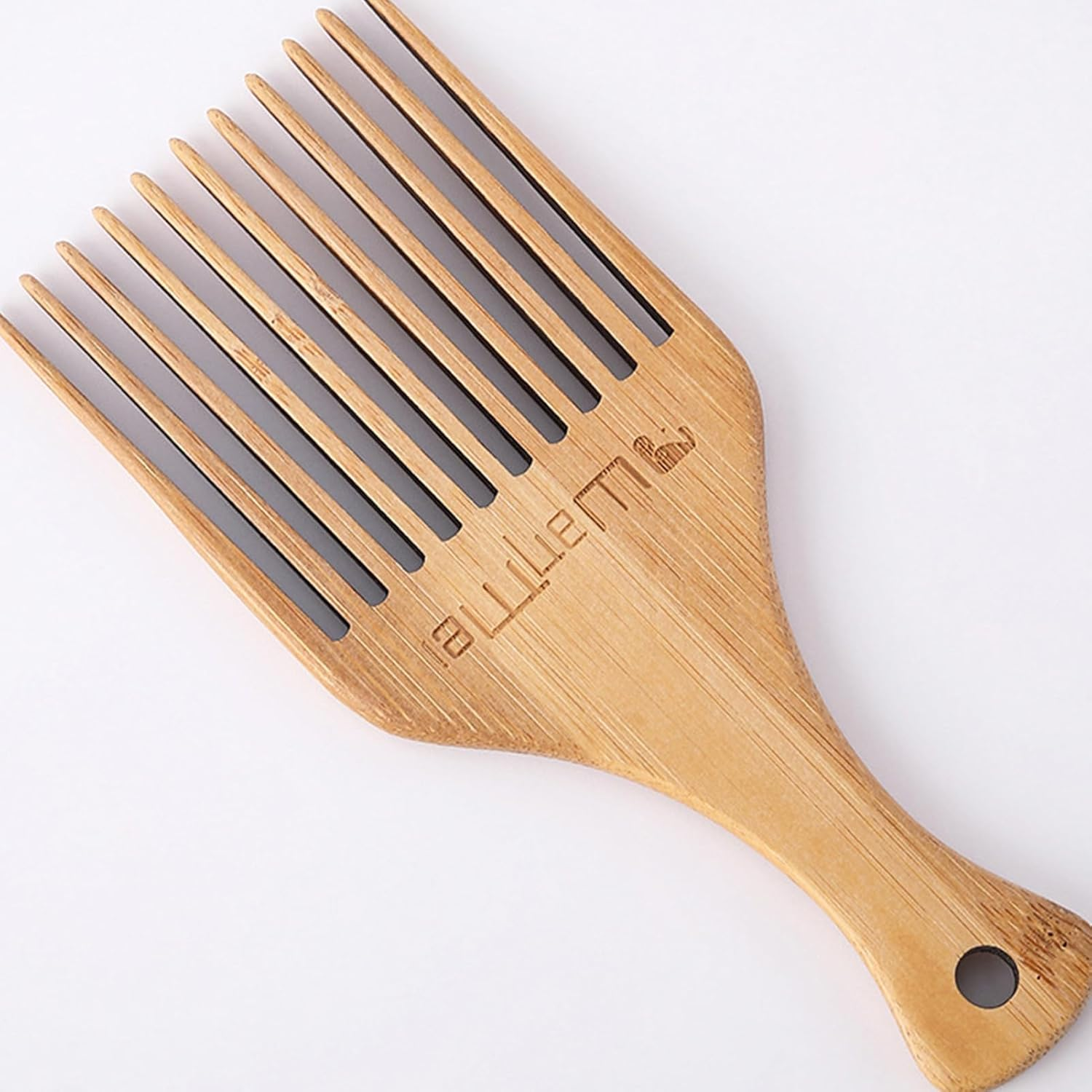 Curly Hair Pick, Long Tooth Detangler Wooden Comb, Detangling Pick Hair Comb, Anti-Static Beard Pick for Men, Home, Salon Borato image number 1