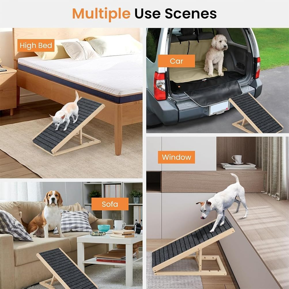 Dog Stairs Ramp, Foldable Dog Ramp, Non-Slip Wooden Folding Safety Pet Ramps for Car High Bed Sofa, Adjustable Safety Dogs Stairs for Small & Large Old Dogs & Cats image number 6