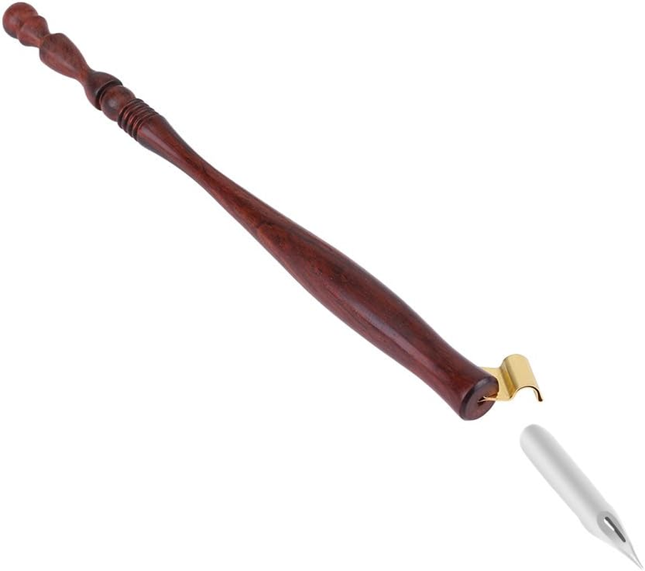 Oblique Calligraphy Dip Pen Nib Holder, Wooden English Oblique Pointed Pen Nib Holders with Removable Metal Flange, Oblique Pen Holder image number 4