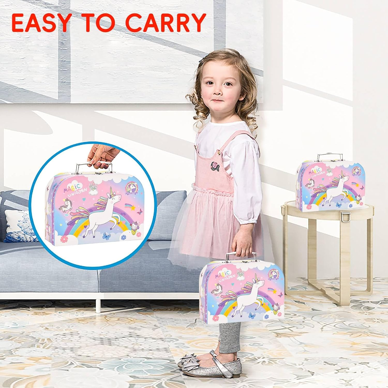 Kids Tea Party Set, 48PCS Pretend Play Toys Including Tea Set Dessert Ice Ice Unicorn Toys Carrying Case, Kids Kitchen Pretend Playset, Tea Set for Girls Boys Toys Birthday Toddler Gifts Age 3 4 5 6 7