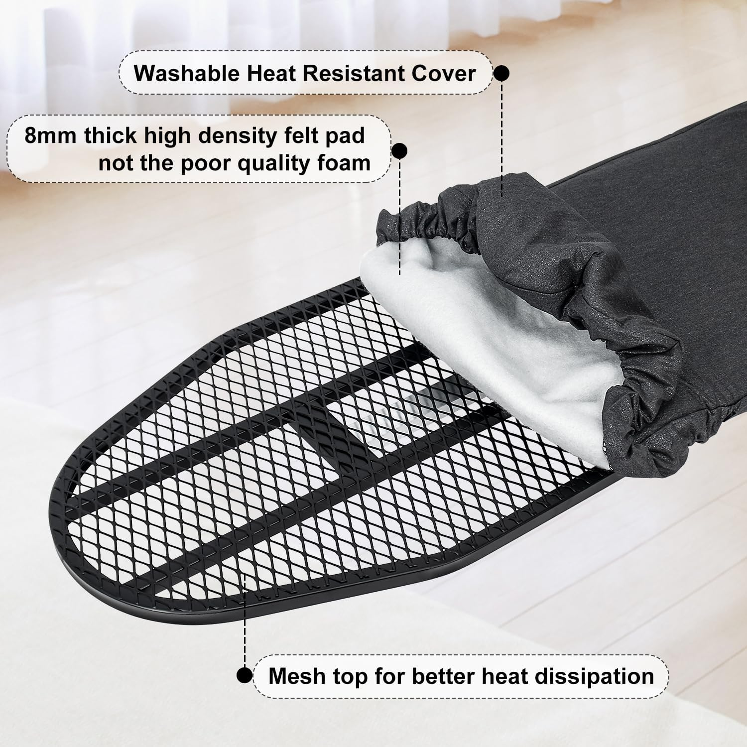 Duwee Wall-Mounted Foldable Ironing Board, Retractable Ironing Boards with Heat Resistant Cover, Space-Saving Iron Table, Easy to Install, Hardware Included image number 2