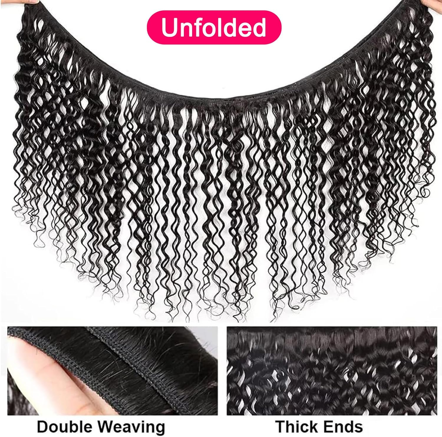 Curly Wave Bundles, Human Hair, Brazilian Curly Human Hair Bundles, 3 Bundles, Kinky Curly Human Hair, Brazilian Virgin Human Hair Bundles, 80 G/Bundle (Total 240 Grams), 12 14 16 Inches, Natural image number 4