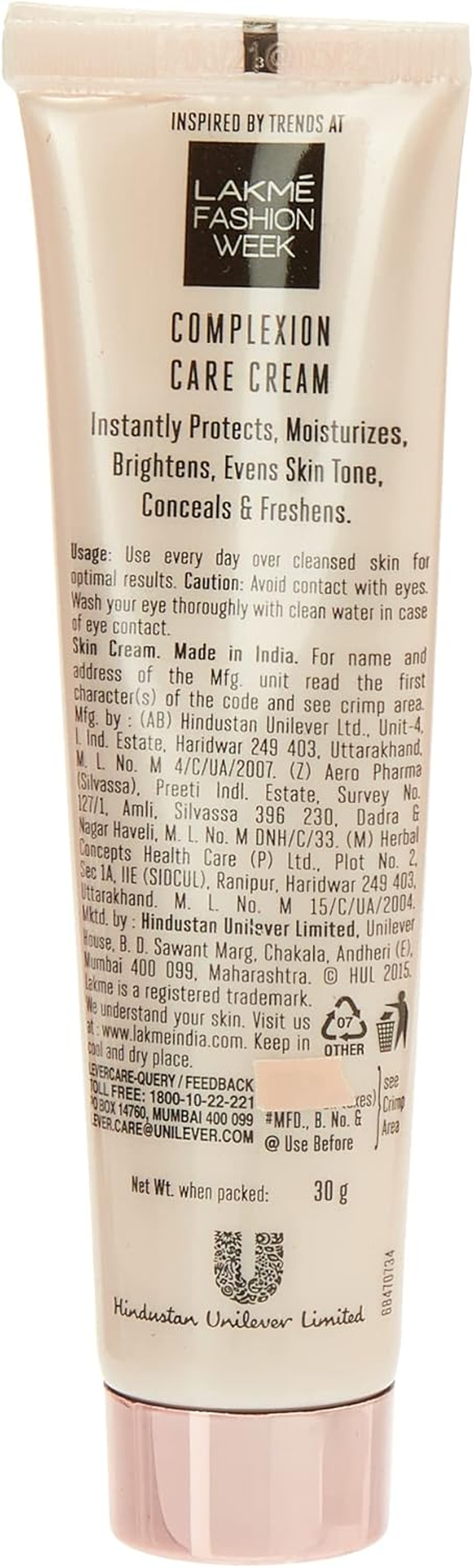 Lakm&eacute; 9 to 5 CC Complexion Care Cream - Honey, 30G Carton image number 3