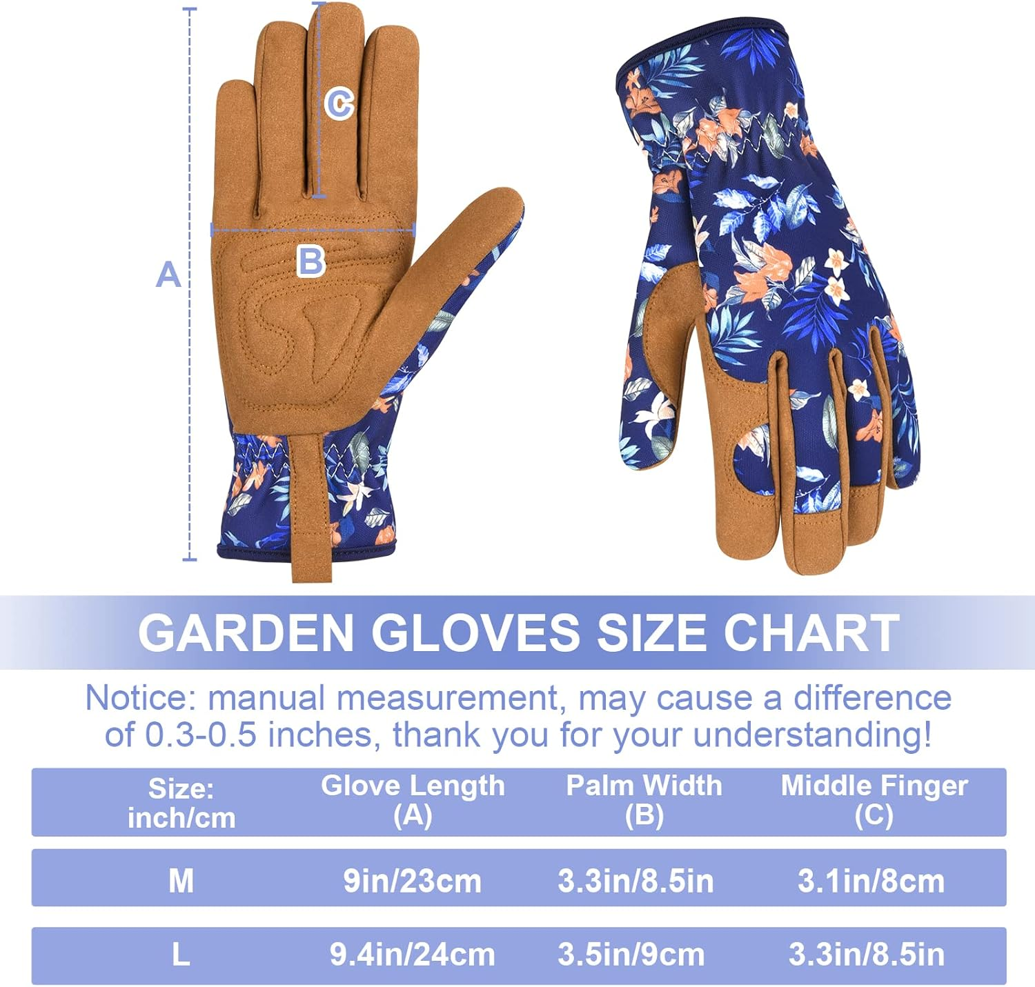 Womens Gardening Weeding Working Gloves, Leather Garden Glove for Women Thorn Proof No Stab for Digging, Planting,Pruning - Blue image number 4