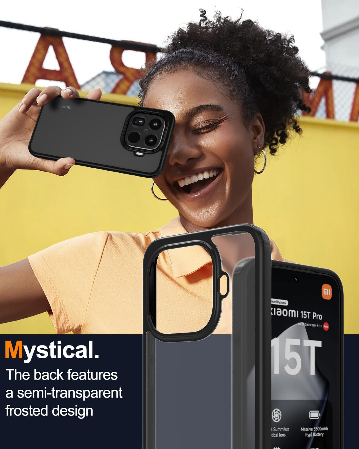 ZHMECOCASE Case for Xiaomi 15T Pro &ndash; [Matte Translucent] [Military-Grade Protection] [Ultra-Slim Hybrid Design] Shockproof Phone Cover (Black) image number 3