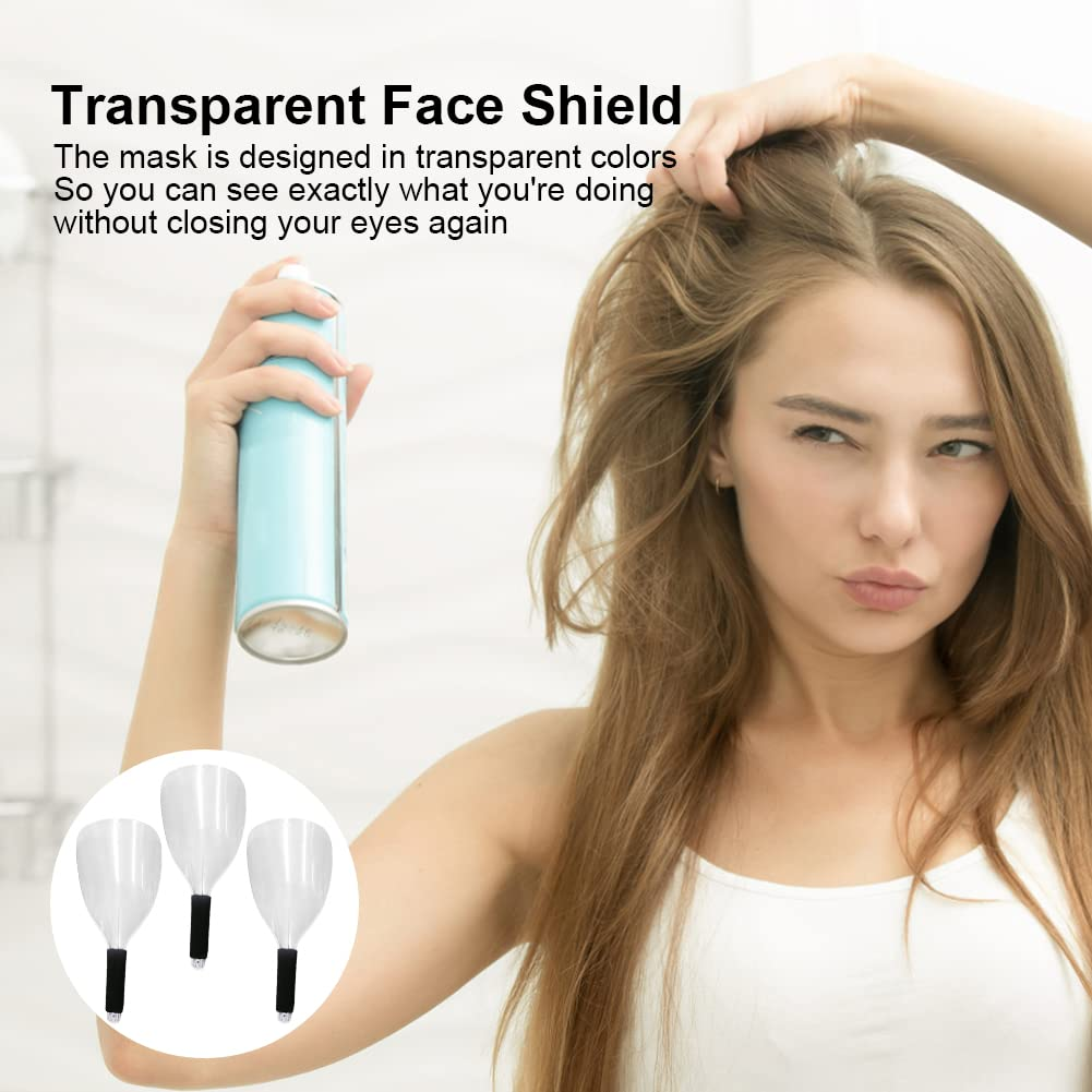3Pcs Face Shield for Hairspray,Plastic Pro Barber Faces Shield,Handheld Hairspray Face Shields,Reusable Faces Protective Cover for Hairdressing Hair Stylist Cutting Dust Makeup Protector (Color:Clear) image number 6