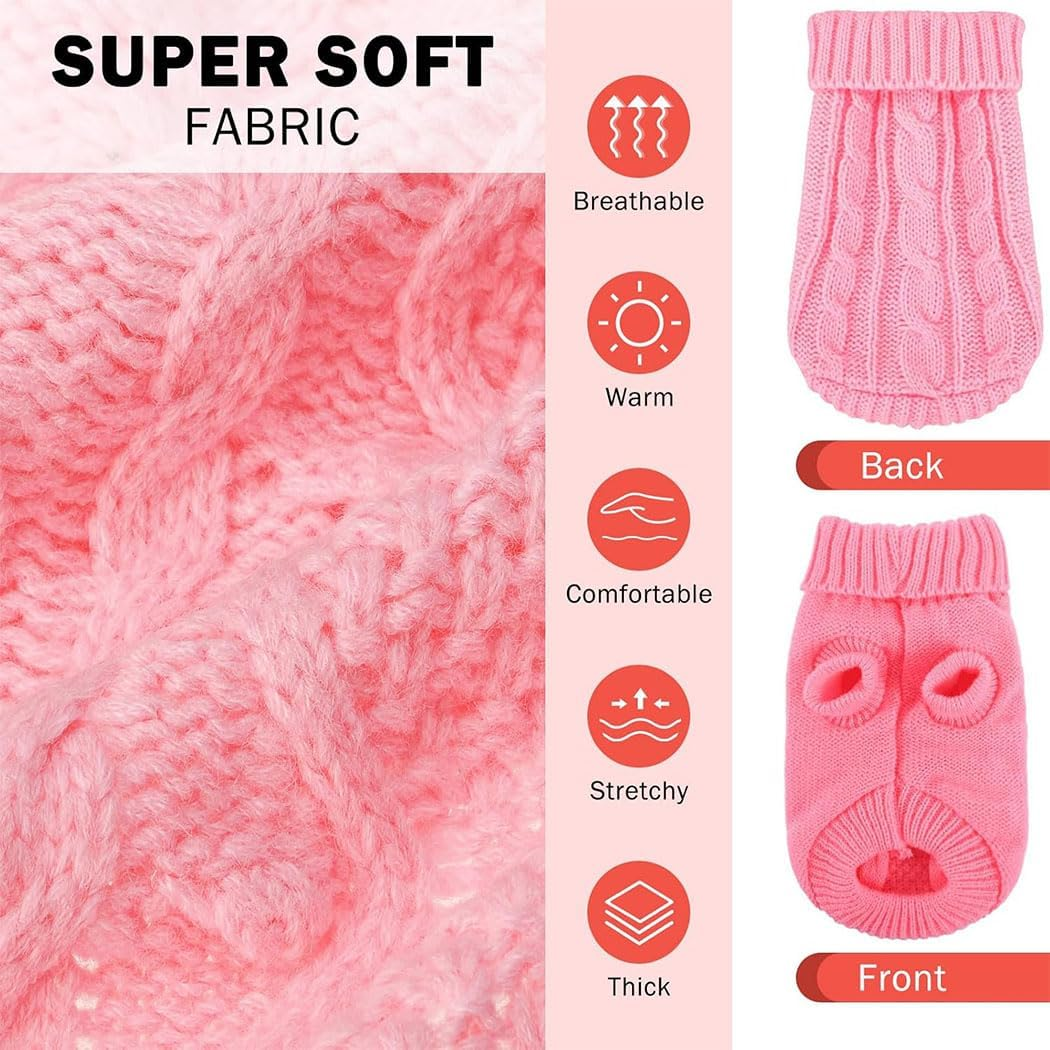 Idopick Knitted Dog Sweater for Small Medium Large Dogs, Cat Dog Winter Coat Warm Sweartershirts Outfits, Classic Pet Clothes Soft for Puppy Cats (S) image number 2
