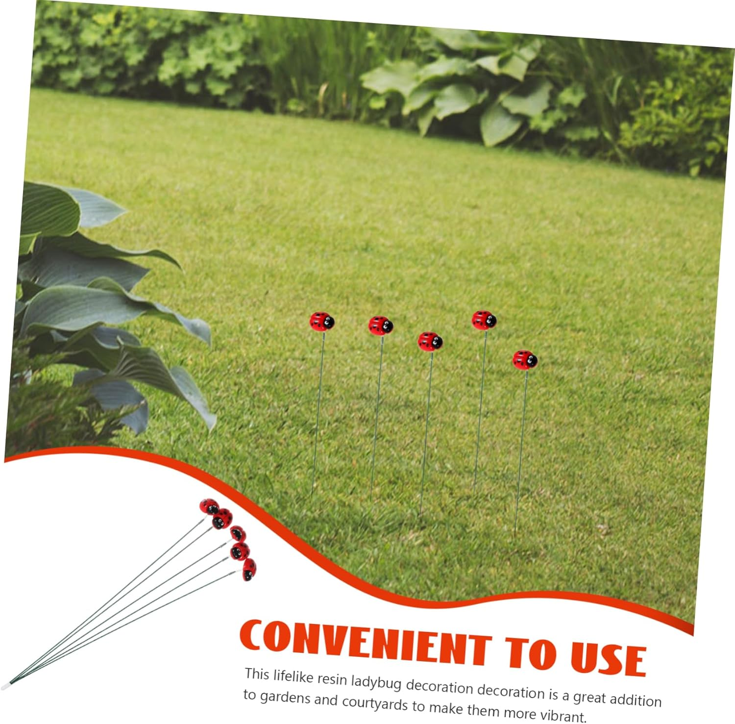 Kisangel 30Pcs Garden Ladybug Sign Resin Outdoor Spring Decor Ladybug Stake for Spring Outdoor Garden Decorations Art image number 5
