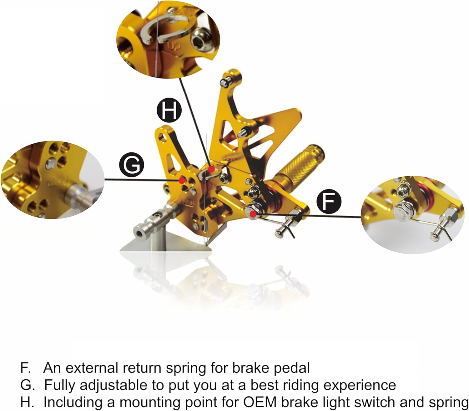 Adjustable Rearsets Compatible with Suzuki GSXR 600 750 2018-2023, Black