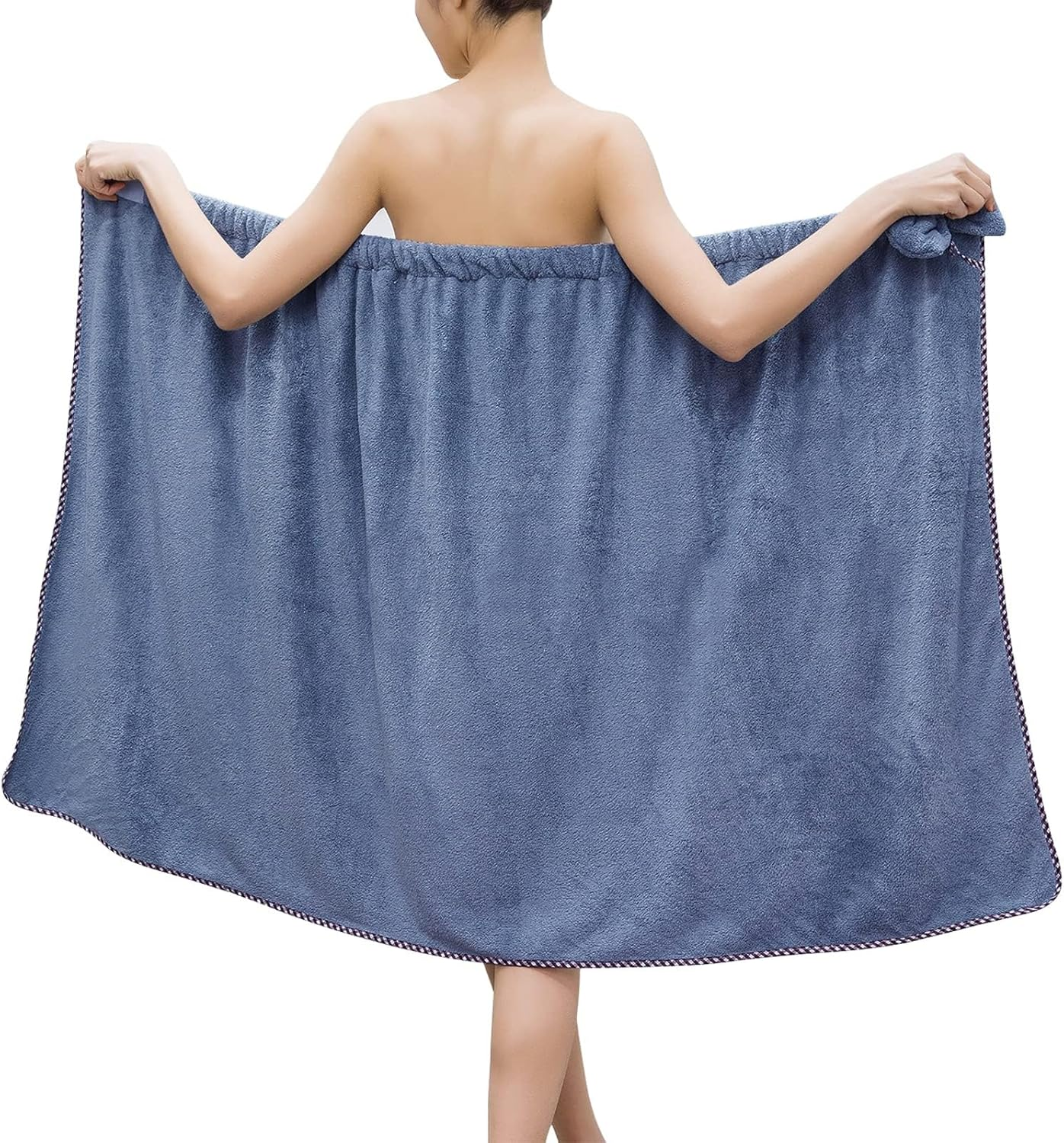GOSCHE Bath Wrap for Women, Adjustable Shower Wrap Towel with Home Hotel Bath Towel Nightgown for Sauna Beach Pool Gym Travel - Blue XL