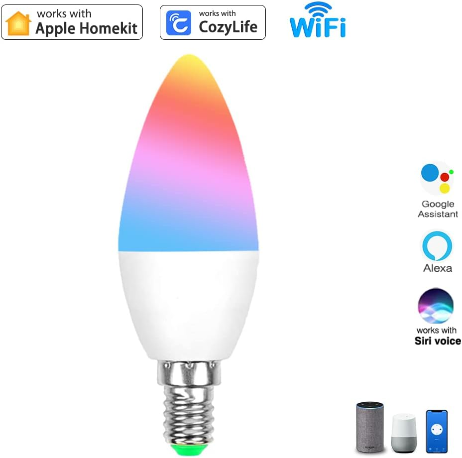 Homekit E12 Wifi Smart RGBCW Bulb Works with Homekit Siri Voice Control image number 5