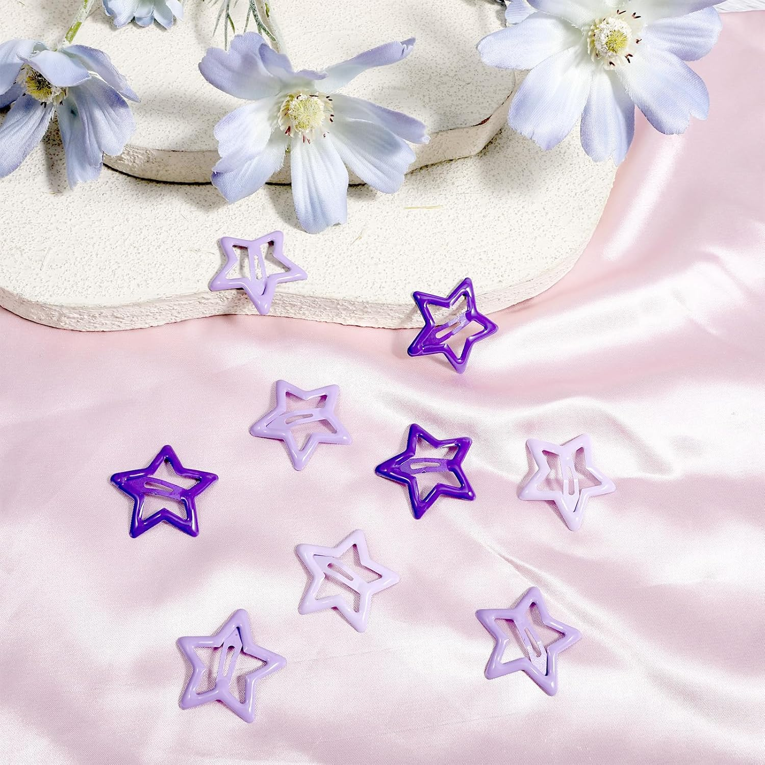 Lnngub 30 Pcs Purple Star Hair Clips,Small Star Clips Purple Snap Barrettes with Non-Slip Stars Clip Y2K Stars Barrettes for Girls and Women image number 3