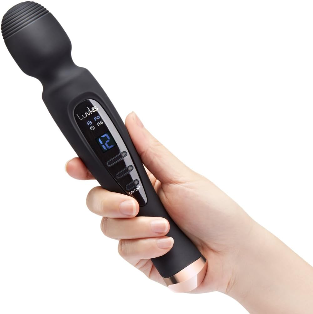Cordless Wand Massager with 12 Speed Vibration Modes, USB Magnetic Charger, Whisper Quiet, Waterproof, Handheld, Cordless for Neck Shoulder Back Body Massage, Sports Recovery & Muscle Aches - Black image number 1