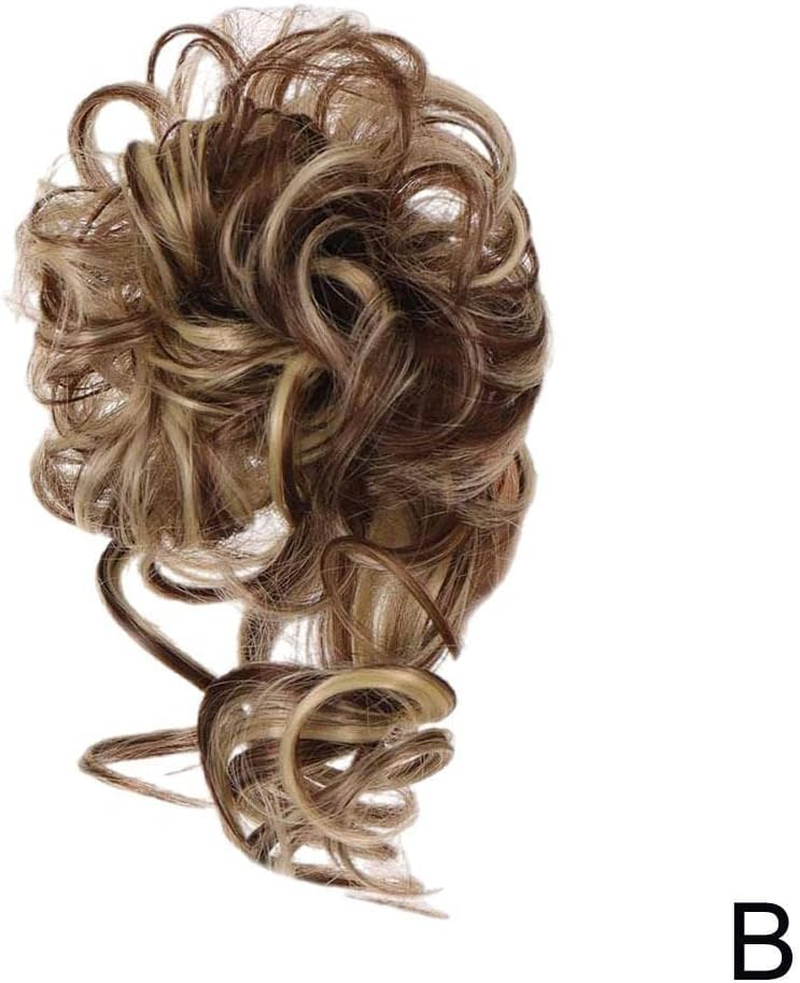 Messy Hair Bun Extensions Synthetic Hair Piece Tousled Updo Curly Scrunchies Ponytails Extension with Elastic Rubber Band Hair Chignons for Women Girls image number 6
