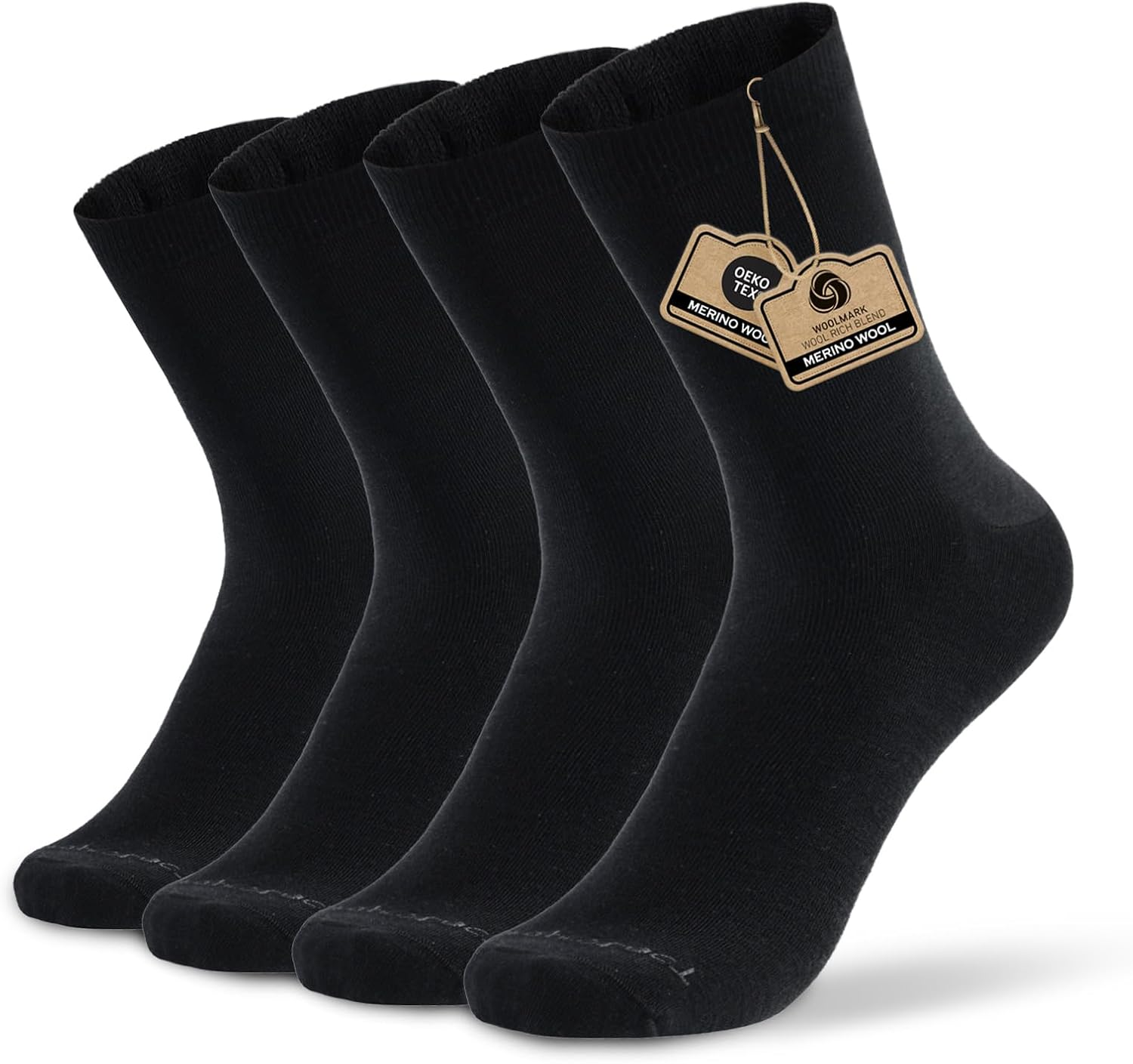 Merino Protect Thin Merino Wool Crew Sock for Men Women Lightweight Hiking Socks Soft Mid Calf Dress Socks 4 Pack