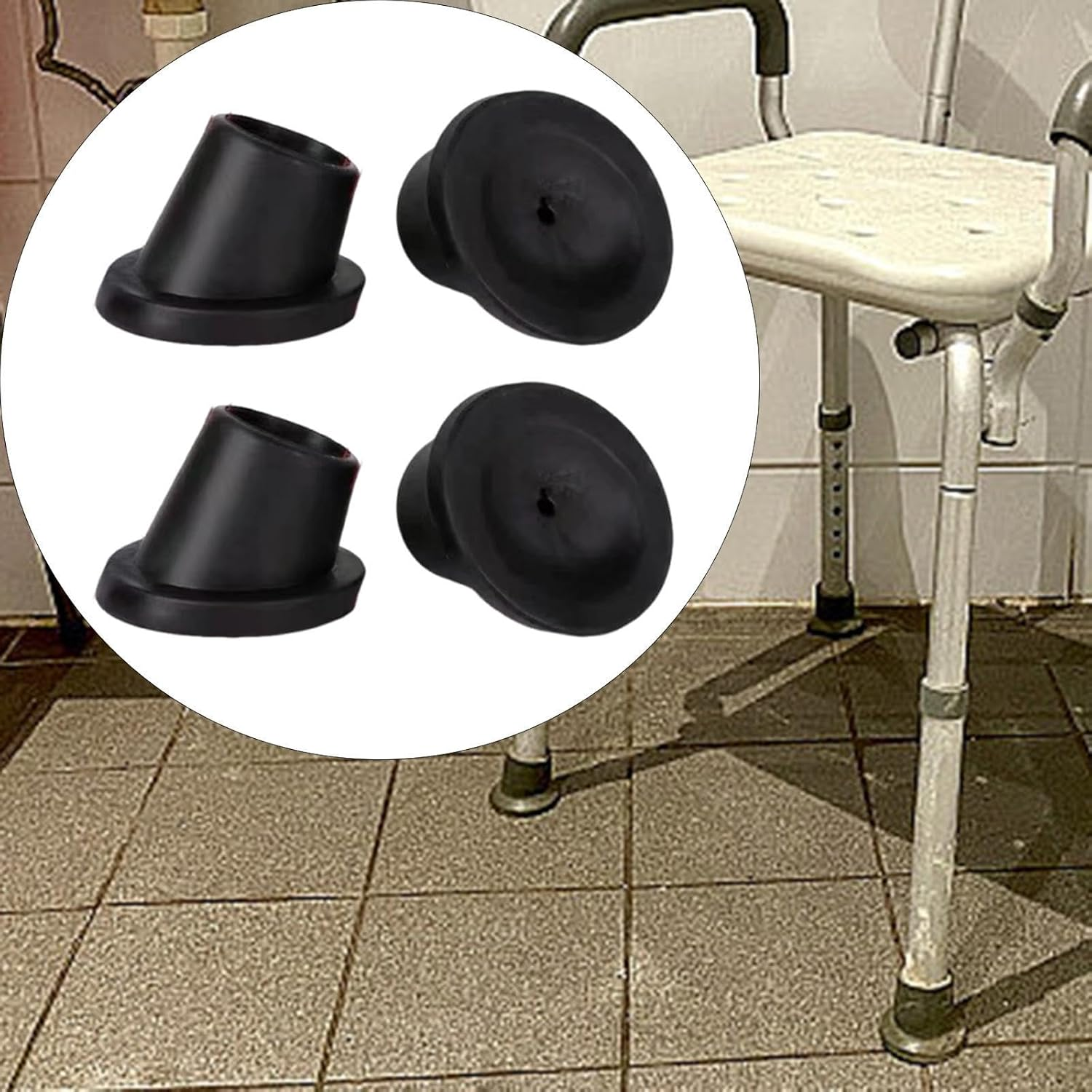 4X Replacement Feet Slope Rubber Feet Pads Convenient Non Slip Universal for Commode Chair Premium Heavy Duty Chair Leg Cap, 25Mm image number 5