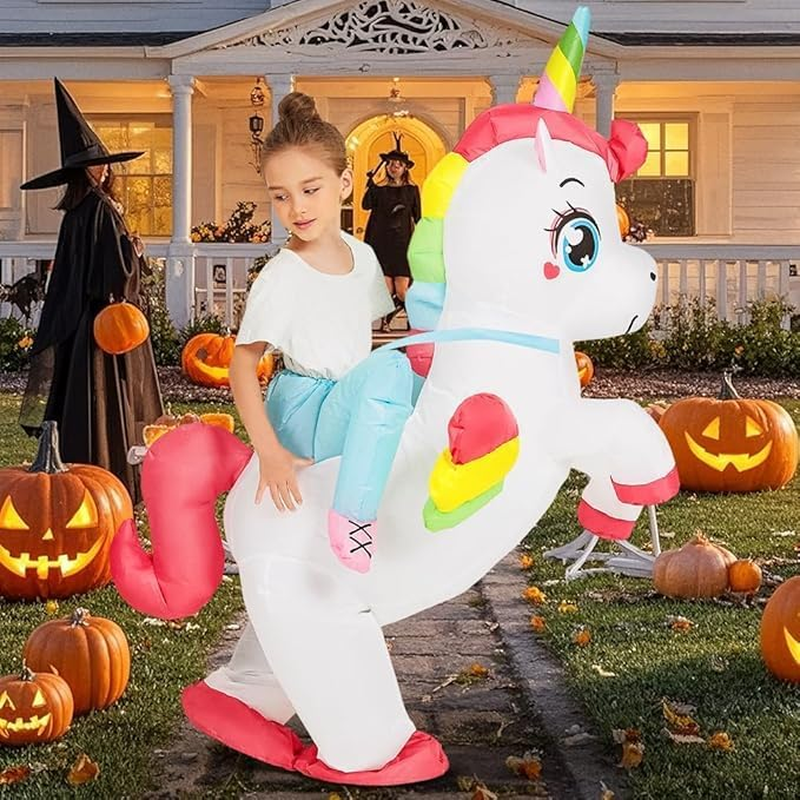 Inflatable Unicorn Costume for Funny Inflatable Costume for Men Women Blow up Costume Halloween Party Cosplay image number 1