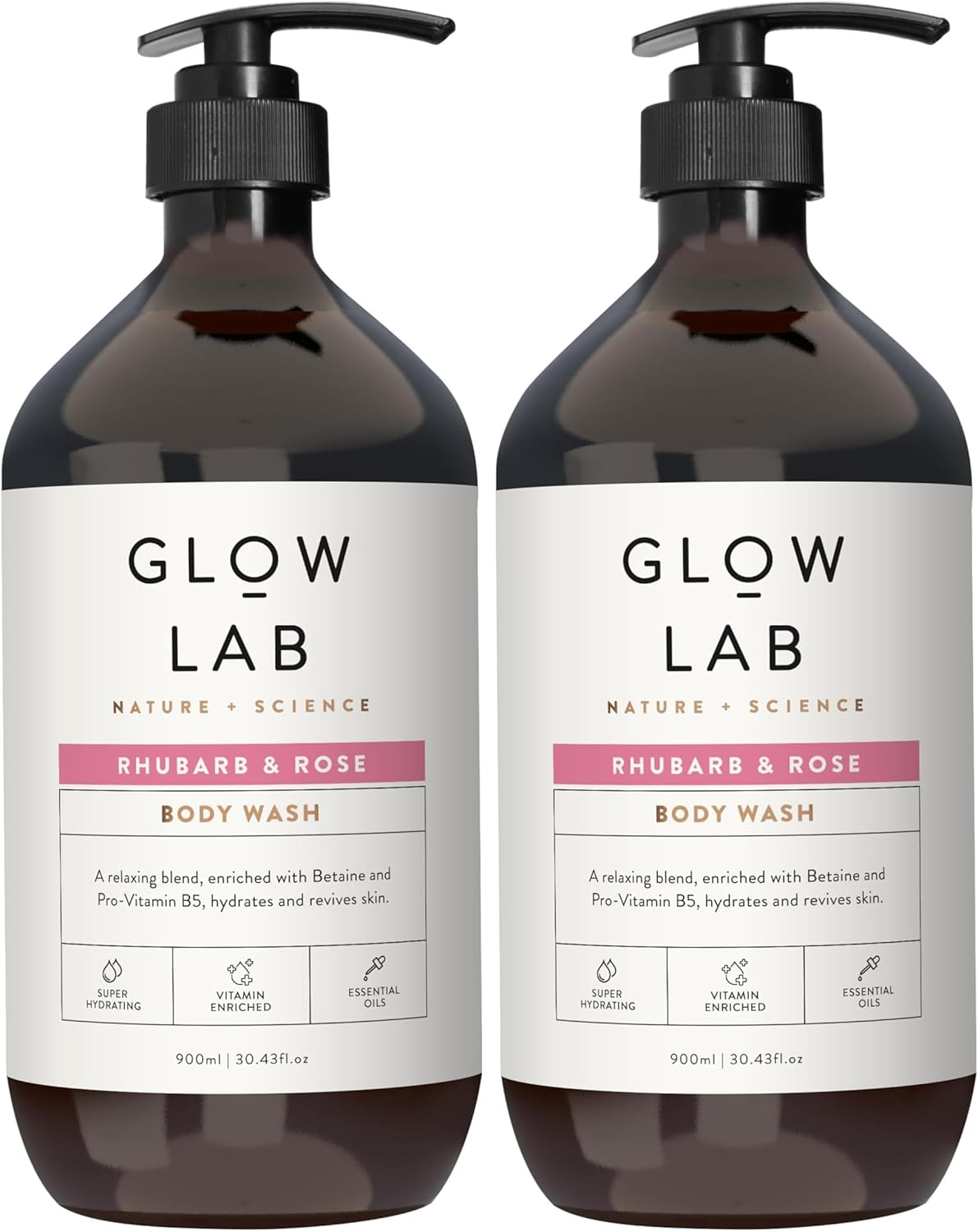 Glow Lab Rhubarb and Rose Body Wash 900 Ml (Pack of 2) image number 1