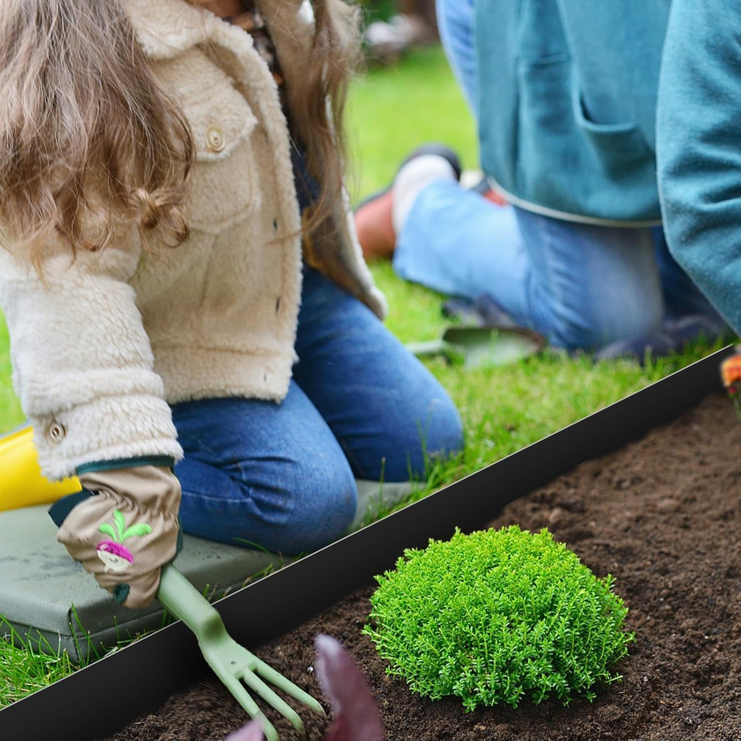 Homodoskey Flexible Garden Edging Borders 10-Pack Corten Steel Landscape Lawn Edging - 4.5In H Black Powder Coated Bendable Metal Strips-Rusted Border W/ 11 Clips(33Ft Total) (Black)