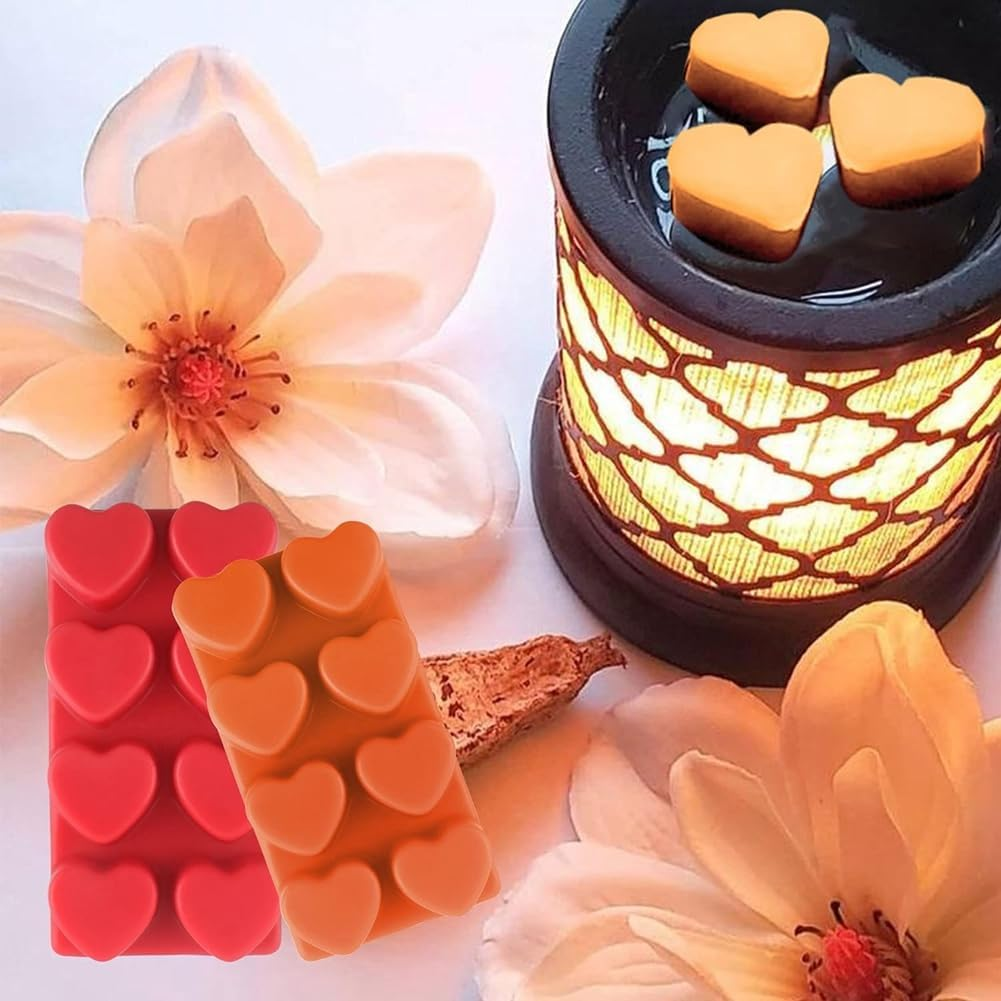 Zicojia Wax Melt Containers-8 Cavity Clear Empty Plastic Wax Melt Molds-25 Packs Heart Shape Clamshells for Tarts Wax Melts. Easy Install Easy to Use