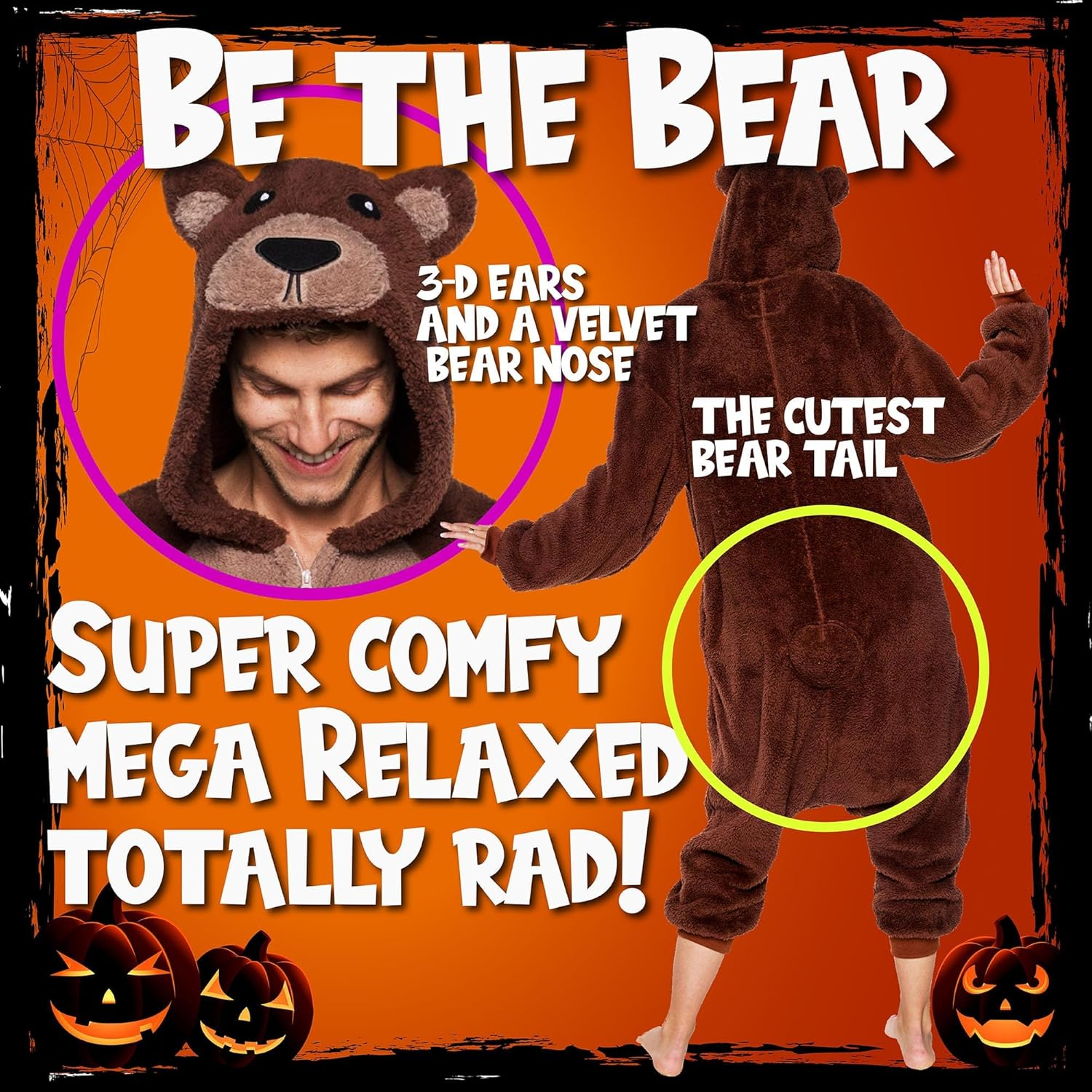 FUNZIEZ! Adult Unisex Sherpa Bear Plush One Piece Animal Costume - Comfortable Jumpsuit image number 4