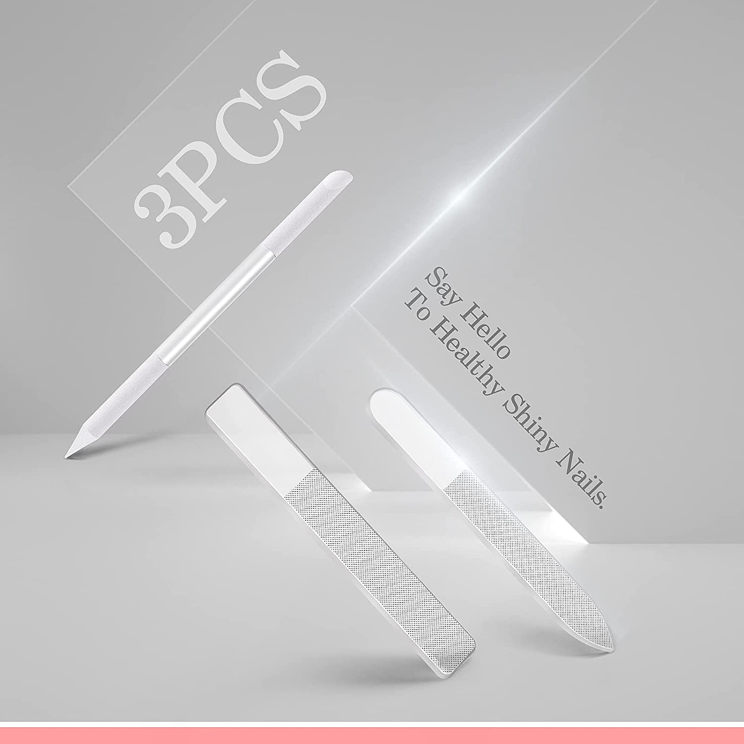 Nail File Glass Nail Buffer - 3PCS Crystal Nano Nail File and Cuticle Trimmer Double Sided Manicure Pedicure Tools Nail Kit for Women Men Acrylic Natural Nail image number 4
