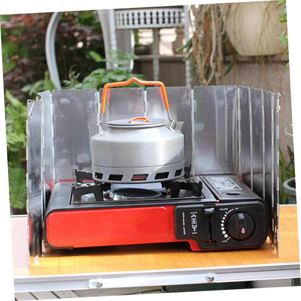 Folding Camp Stove Wind Screen 12Pcs Aluminum Alloy Outdoor Burner Windshield Lightweight Portable Camping Cooker Windscreen for Bbq Picnic Use