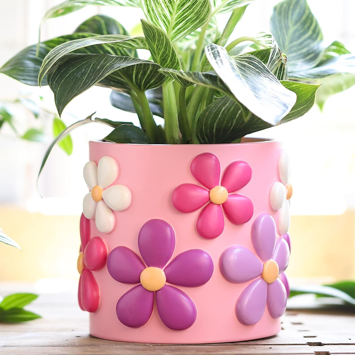 GUGUGO Colorful Flowers Planters Cute Unique Rainbow Planter with Drainage, Vintage Retro Flower Plant Pots for Indoor & Outdoor Plants, Eclectic Succulent Gardening Pot for Boho Modern Home D&eacute;cor-D image number 6