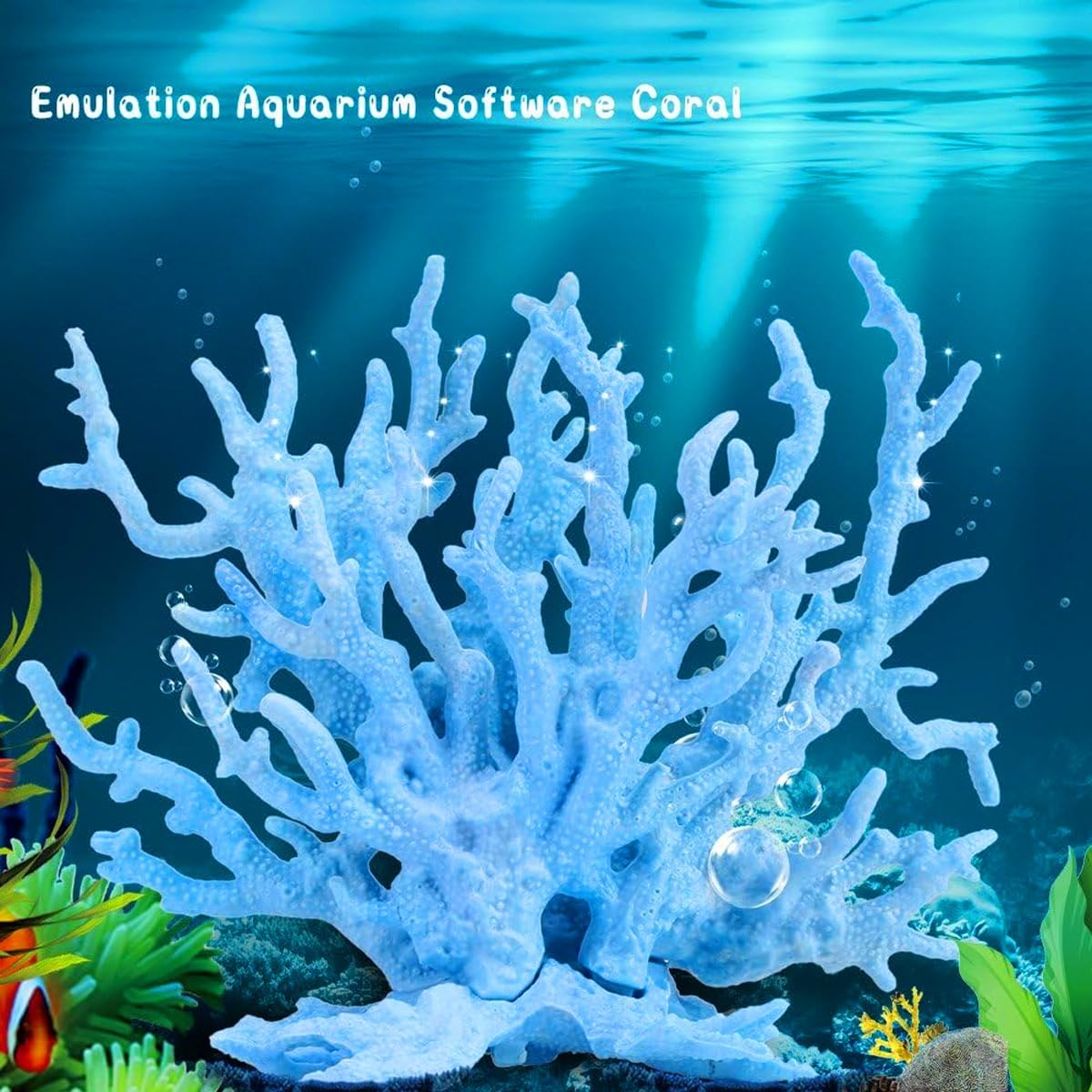 AIMALL Vibrant Artificial Soft Corals for Aquariums &ndash; Colorful Synthetic Coral Decor for Saltwater Tanks, Lifelike Aquatic Grass Landscape - Blue image number 2
