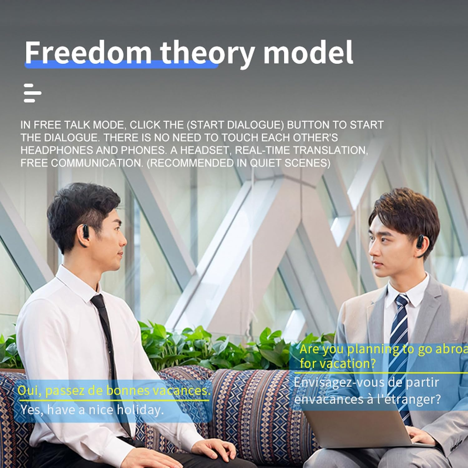 Depisuta AI Translation Earbuds Real Time, 130 Language Translator Earbuds Touch Control Wireless Bluetooth Headphone with APP, Translation Device for Travel Business Learning Meeting image number 1