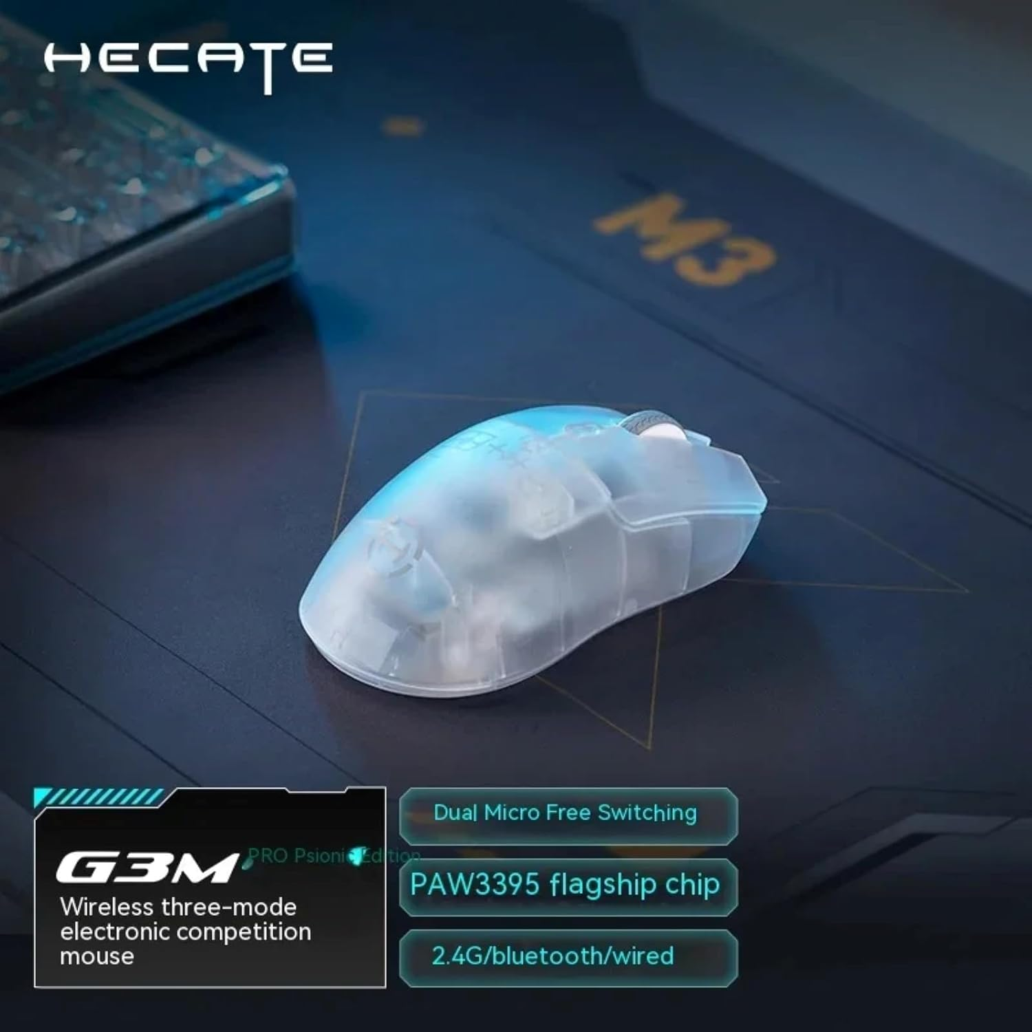 Edifier G3M PRO Wireless Gaming Mouse, Tri-Mode 2.4G/Usb-C/Bluetooth/26000 DPI, Rechargeable Computer Mouse for Laptop PC Mac, Transparent Green - Green image number 6