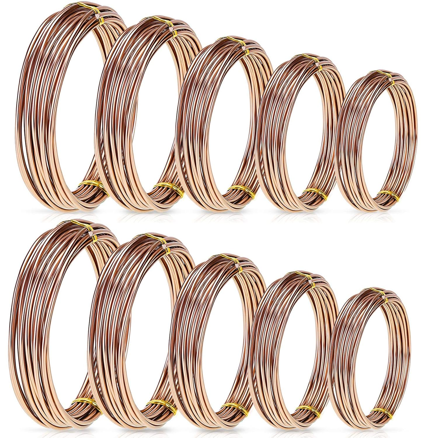 10 Rolls Bonsai Wires Anodized Aluminum Bonsai Training Wire in 5 Sizes - 1.0 Mm, 1.5 Mm, 2.0 Mm, 2.5 Mm, 3.0 Mm, Total 164 Feet (Brown)