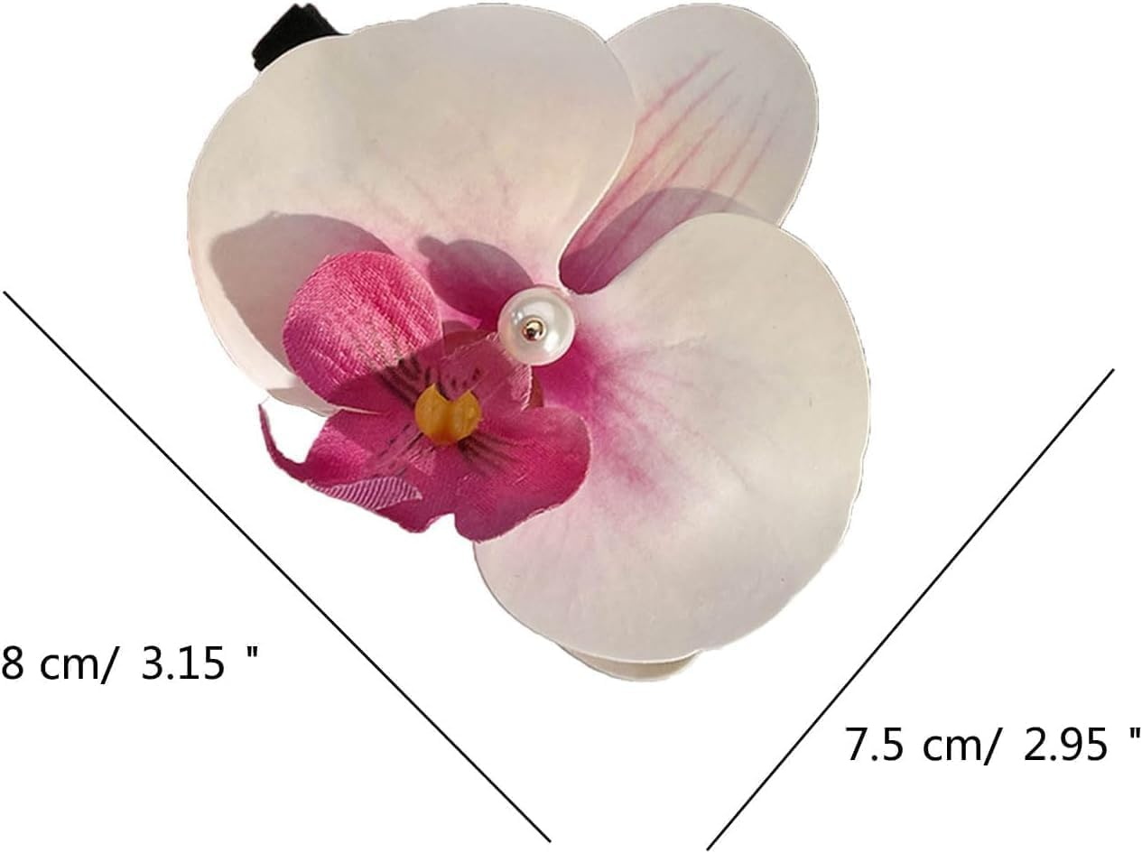 2Pcs Pink Floral Hairpin Orchids Women Girls Flower Hair Clip Elegant Bohemias Bridals Hair Decorations Stage Hair Clip Hair Pins Hair Styling Accessories image number 6