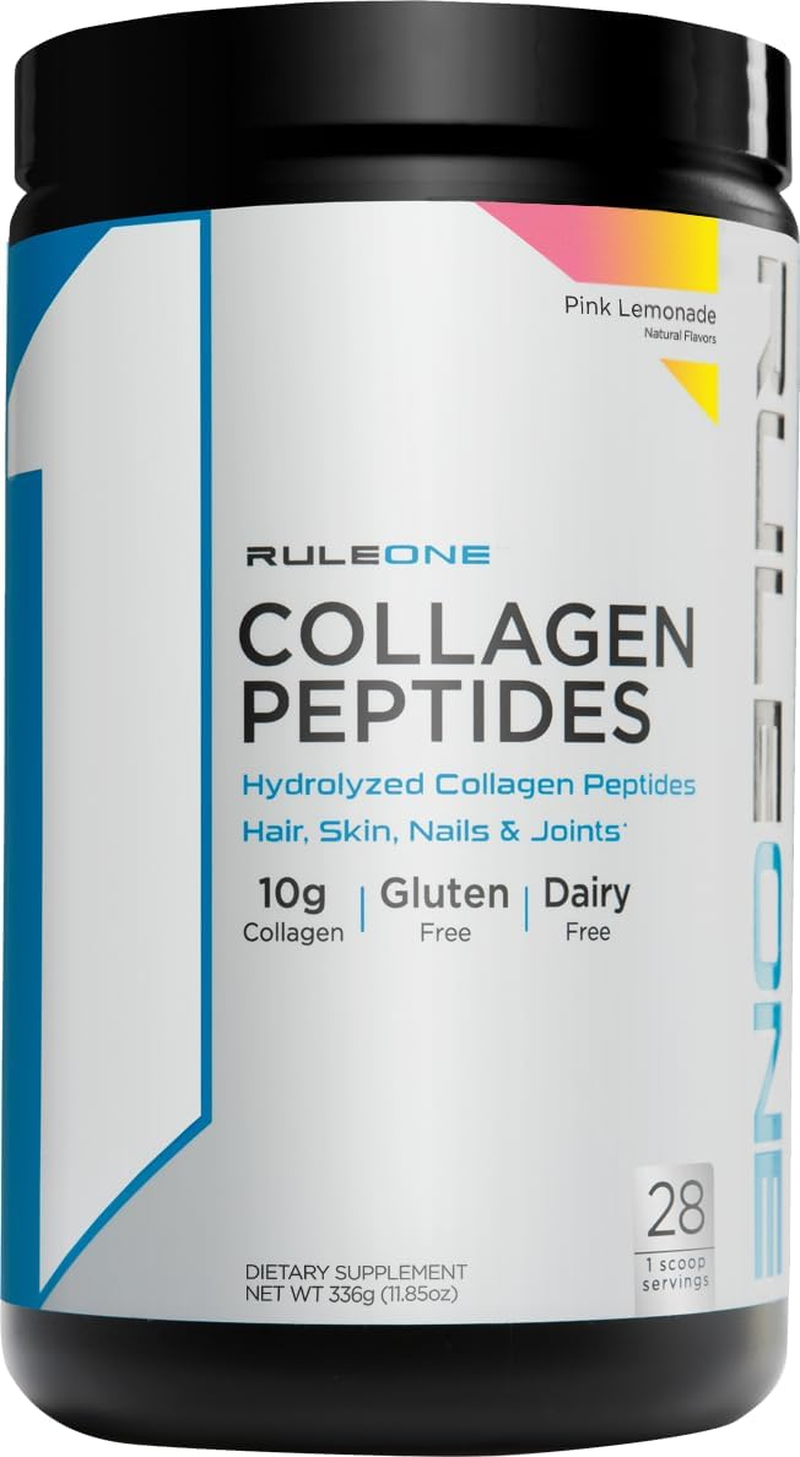 Rule1 R1 Collagen Peptides Hair Skin Nail & Joint Support Supplement 336 G, Pink Lemonade (28 Servings) image number 1