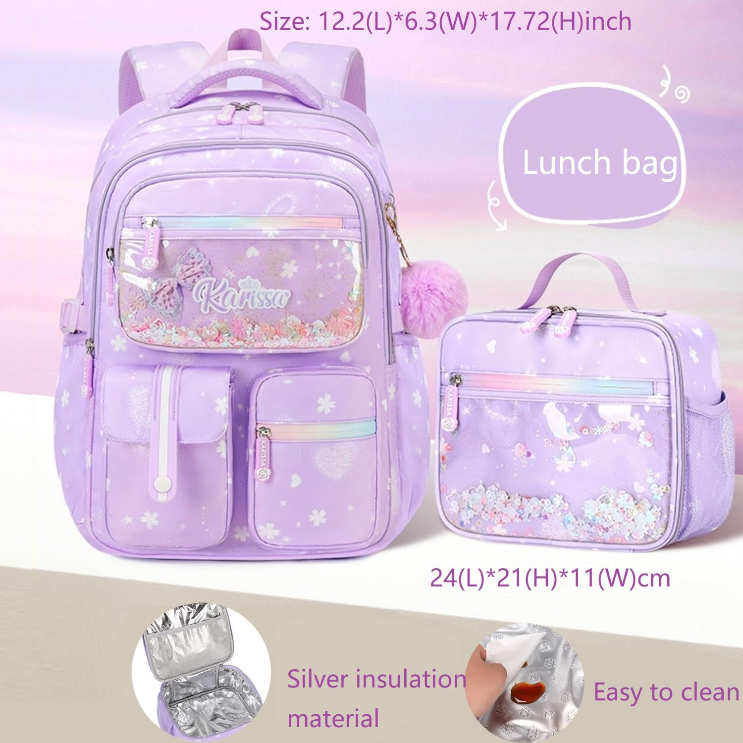 ETAISHOW Kids Backpack for Girls Bookbag for Elementary School Pre Girls School Bag Water Resistant image number 2