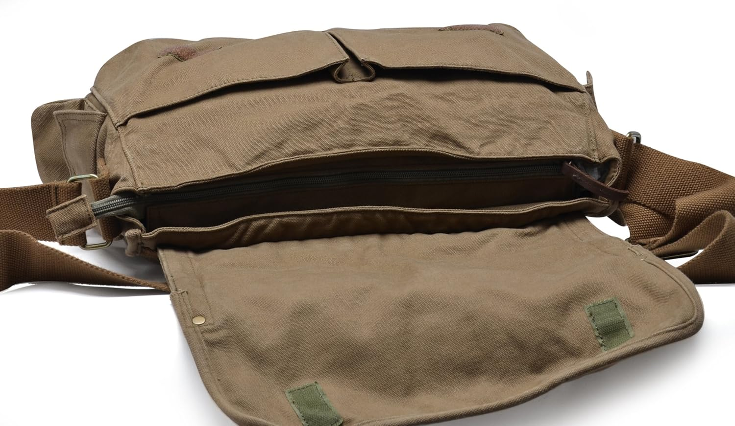 Gootium Canvas Messenger Bag - Vintage Cross Body Shoulder Satchel - Amry Green image number 5