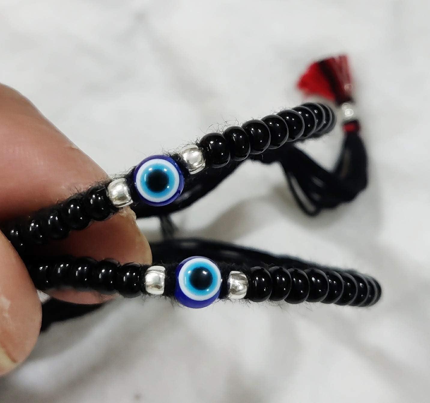 Samyuktha Evil Eye Baby Nazariya (1Pair) Adjustable Cord Bracelet for Newborn Baby to 4-Year Toddlers for Girl, Boy (Baby Bracelet, Anklet)(Not for Adult), Free Size, Resin, No Gemstone