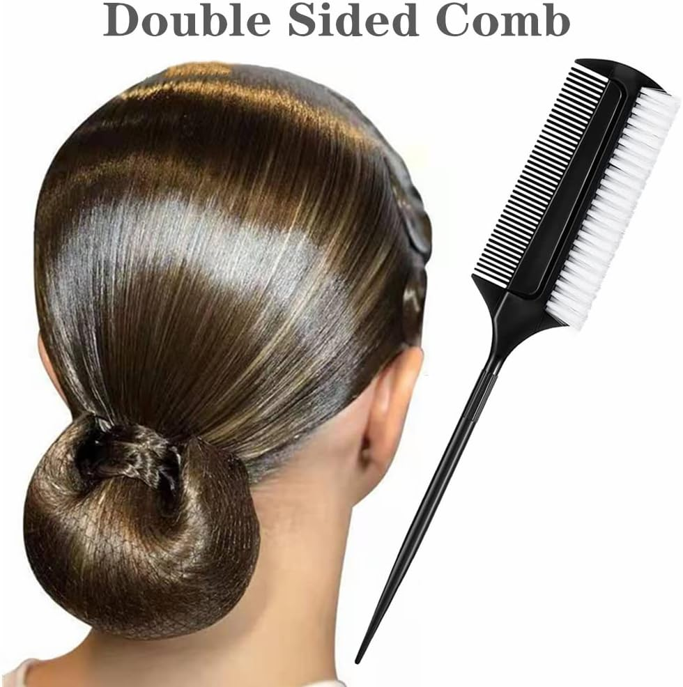3PCS Smoothing Brush Ponytails Edge Teasing Brush Sleek Ponytails Hair Brush for Ballroom Dancing Dance Competition Hair Styling image number 6