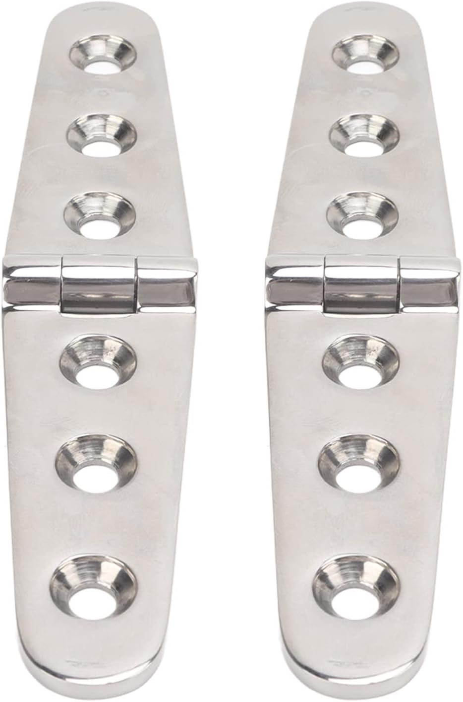 ASHATA Stainless Steel Heavy Duty Strap Hinge with Holes for Marine Boat Home Door Gate, Mirror Polished Hardware for Deck Barn, 2 Pack (3 Holes: 152X30Mm/5.98X1.18In) image number 3
