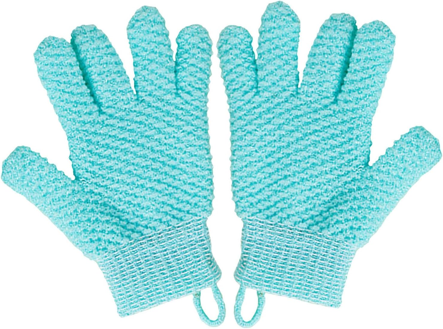 Haobase 3 Pairs Exfoliating Gloves Body Scrub Bath Gloves Scrubbing Gloves for Shower, Spa, Massage, Dead Skin Cell Remover (Blue+Green+Pink) - Blue+Green+Pink image number 3