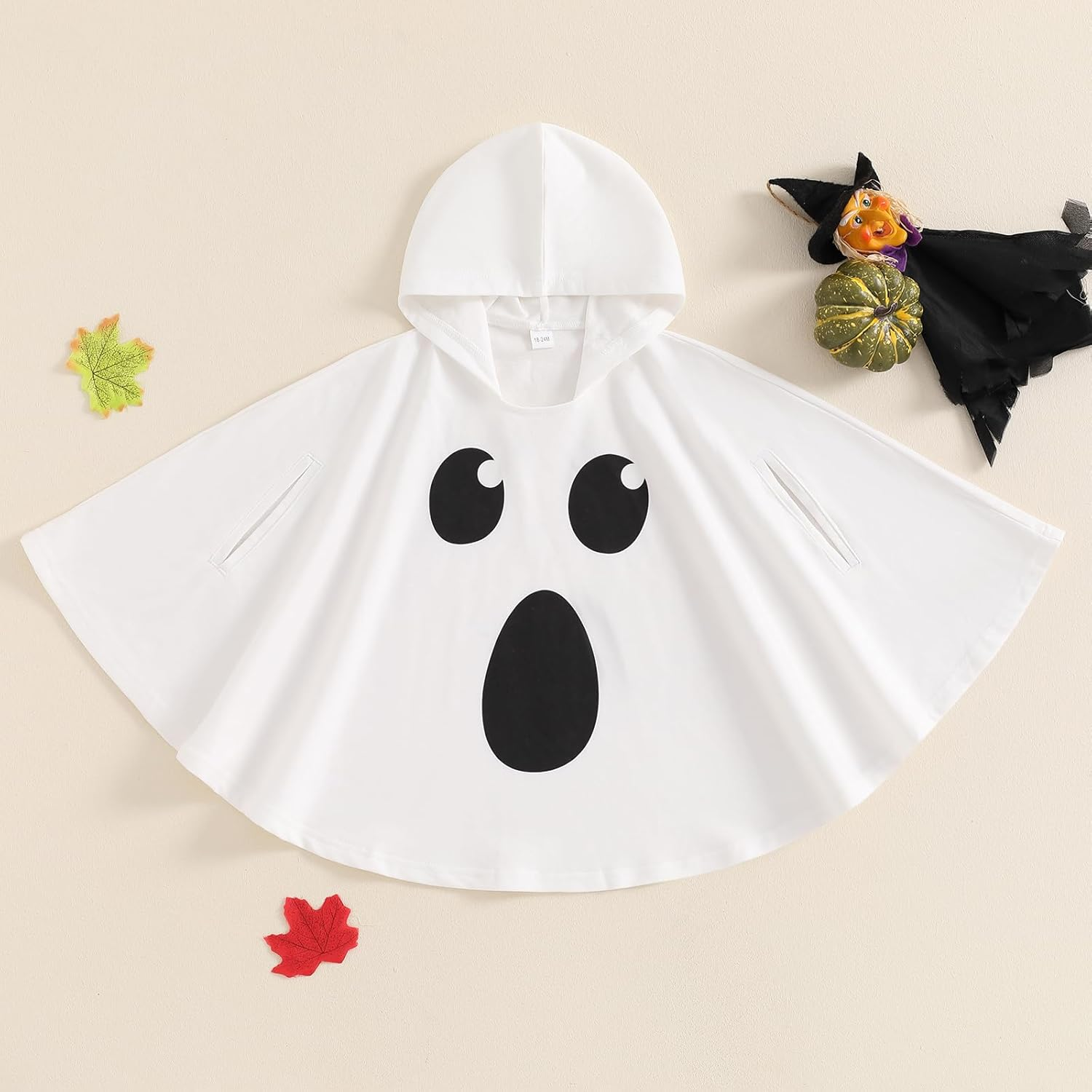 Lamuusaa Toddler Baby Girl Boy Halloween Costumes Ghost Face Hoodie Cloak Warm Cape Robe Poncho Cosplay Clothes 1-6T image number 6