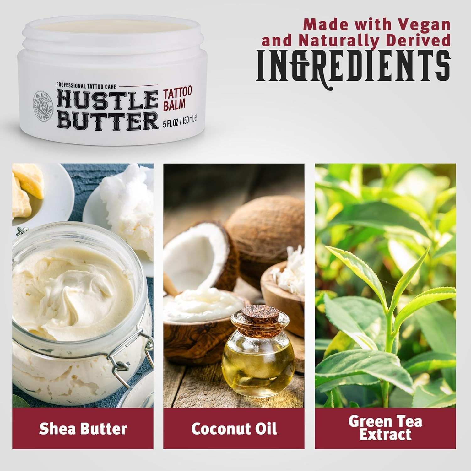 Str-Hustle Butter Deluxe- Tattoo Aftercare 148Ml Tattoo Balm, for New & Older Tattoos - Safe While Healing - Vegan Tattoo Cream No-Petroleum image number 3